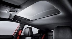 HYUNDAI_Veloster_Wide, Glass Sunroof, For more natural light inside, a new optional, wider, glass sunroof has been added to the model.