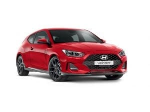 Hyundai Veloster front right side view, red color