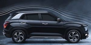 hyundai creta 2021, Aerodynamic design, sloping roof profile reduces forward air flow resistance and rear spoiler effect for improved fuel economy and driving stability