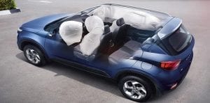 HYUNDAI VENUE Dual front airbags, front seat side- impact and side curtain airbags work together with the seat belts to take the safety of the vehicle to an un-parallel level.